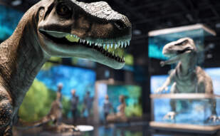 3D model of a dinosaur in a virtual museum