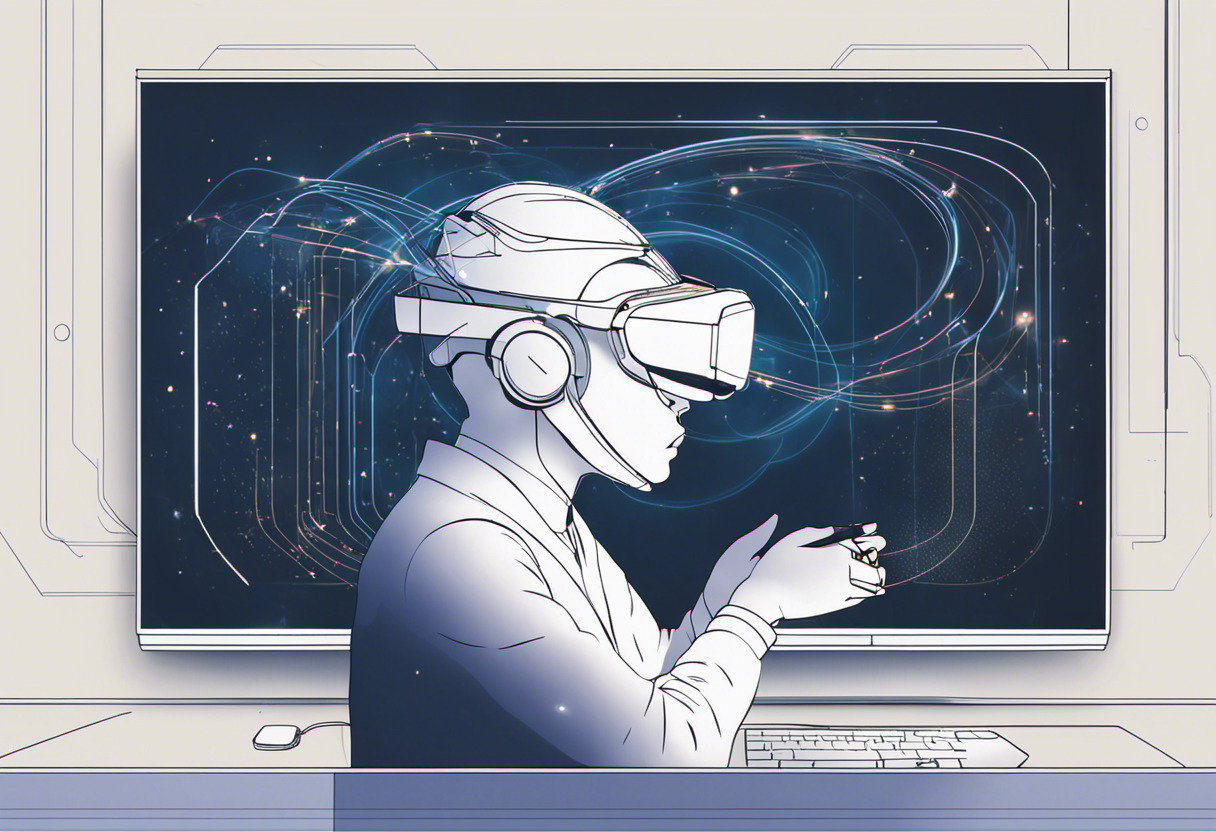 A vigilant VR user in a virtual environment