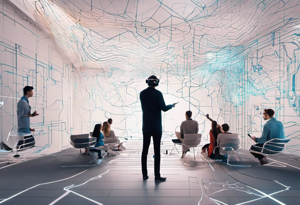 Designer using Vuforia on a virtual landscape map
