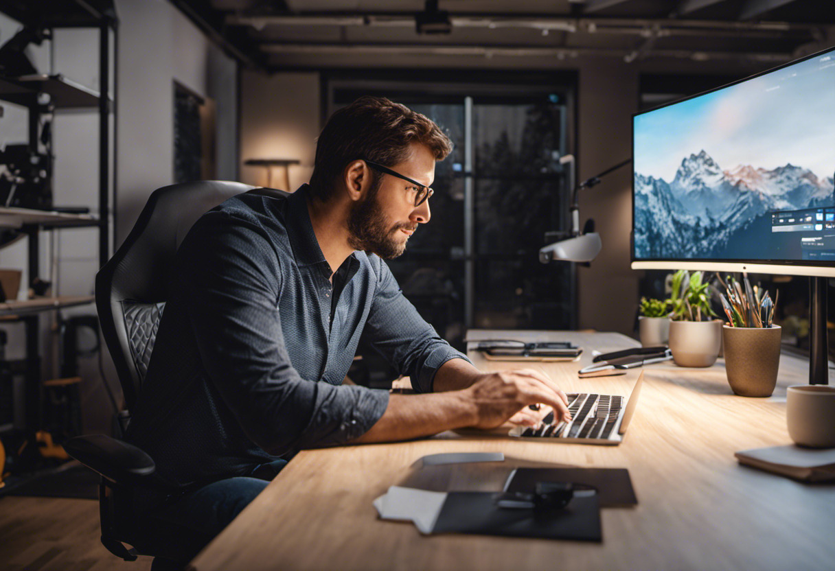 3D animator at his workstation, immersing himself in Matterport's environment