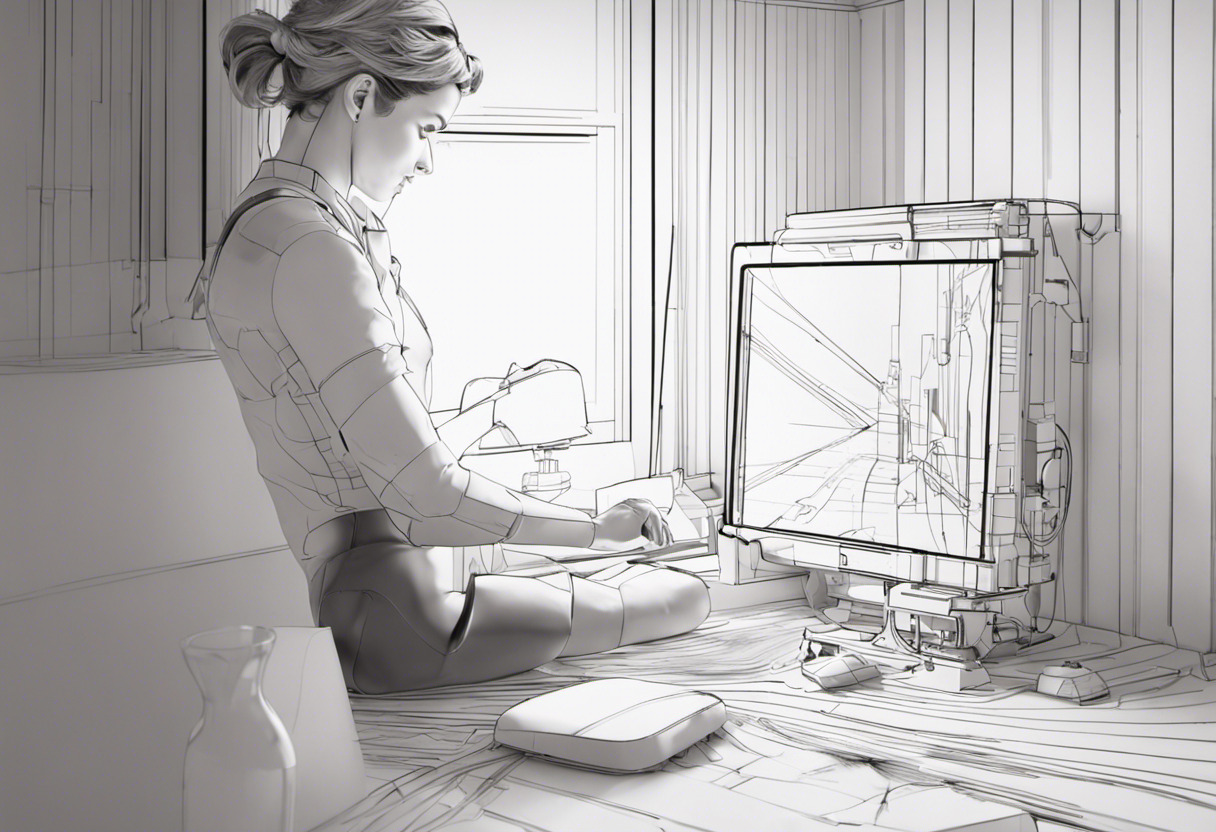 3D artist meticulously crafting a 3D model using Blender, in a well-lit personal studio space.