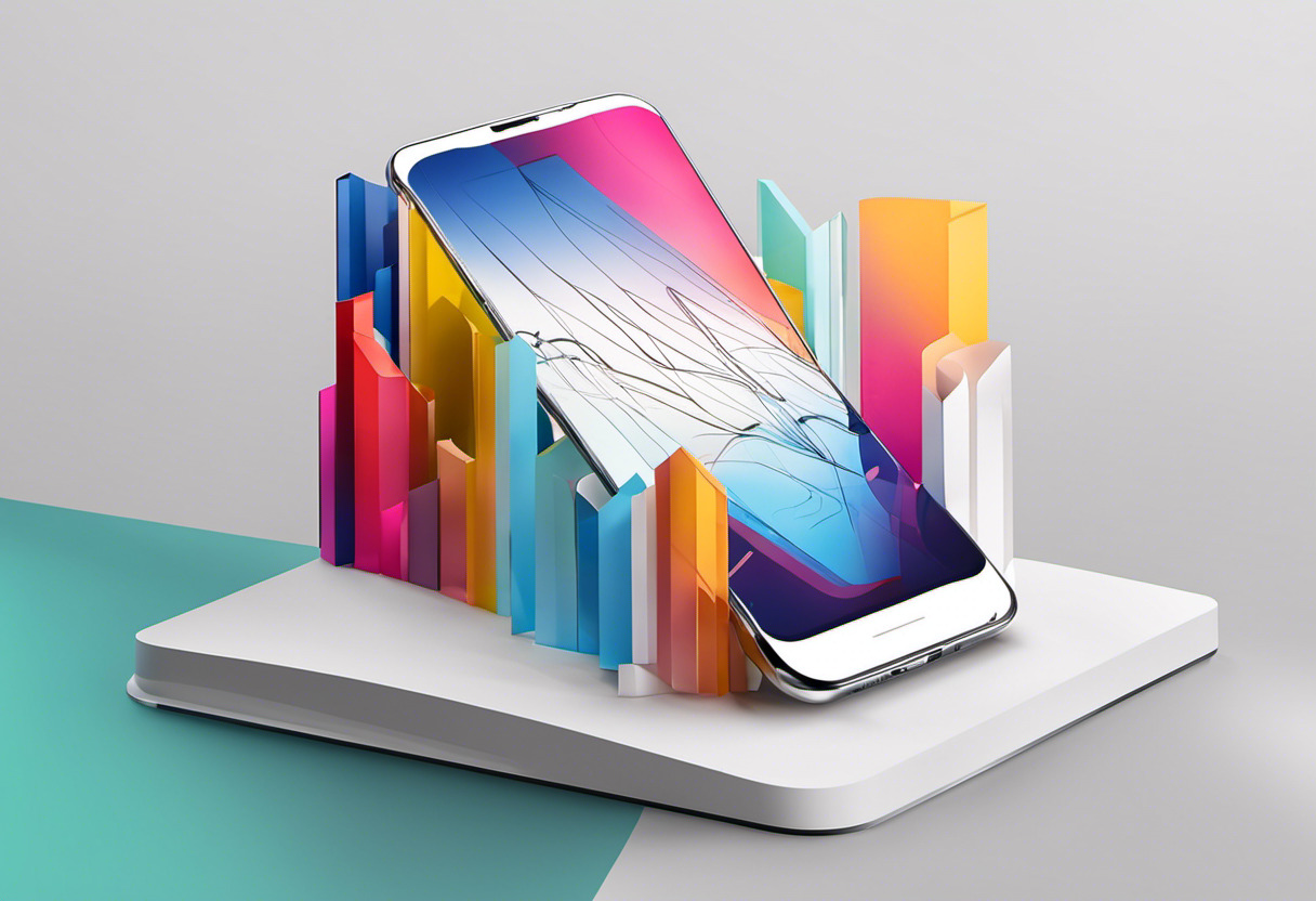 Colorful 3D walkthrough display on a professional's smartphone screen