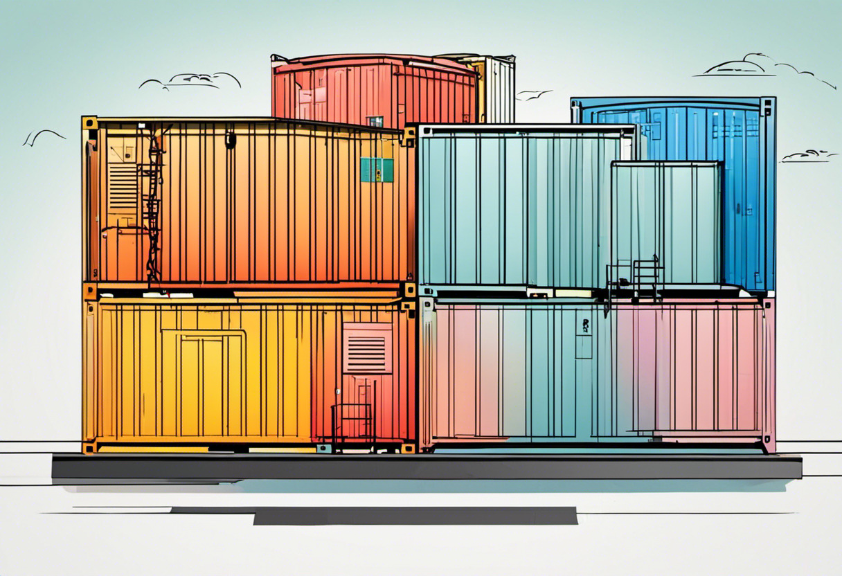 Colorful docker containers data center