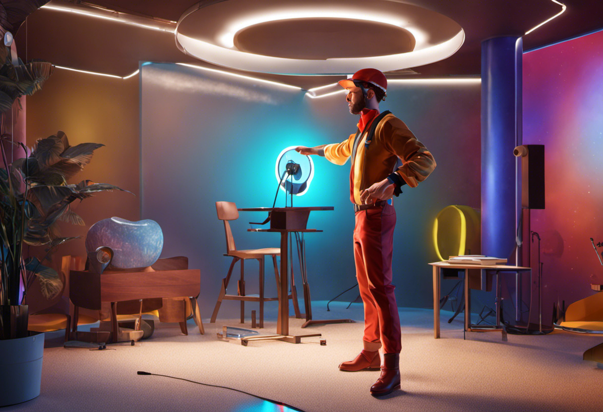 Colorful image of a character being modeled in a digital studio