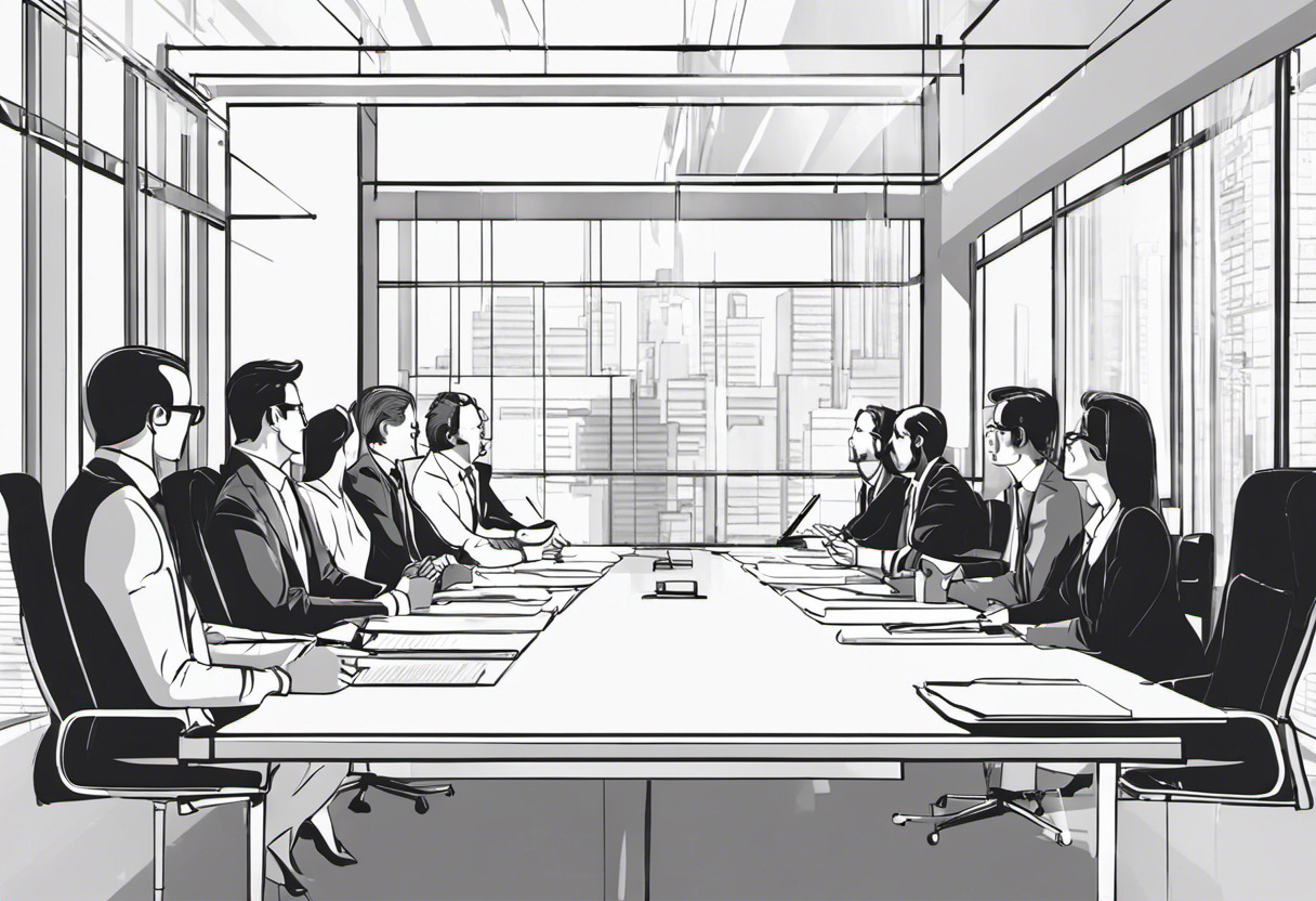 Commercial developers discussing project timelines in a conference room