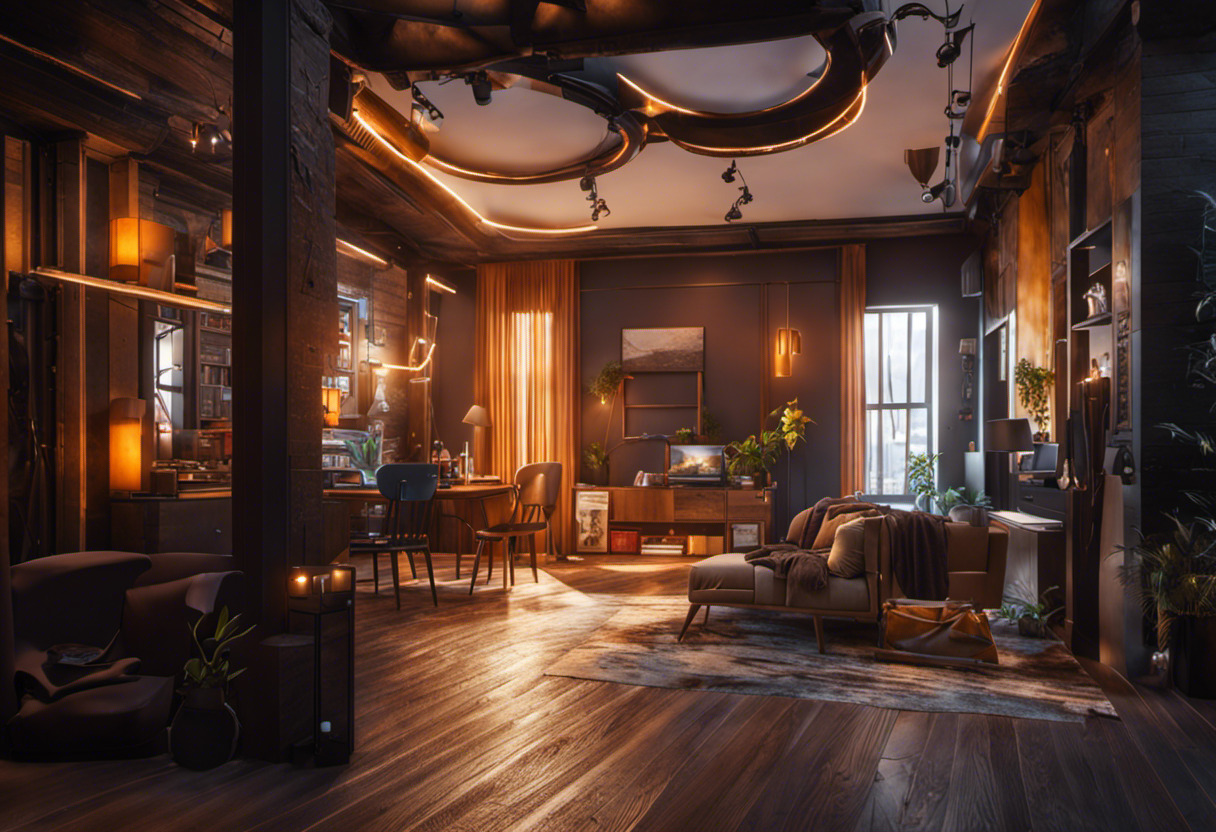 Game developer immersed in building vivid 3D worlds with Unreal Engine, surrounded by concept art