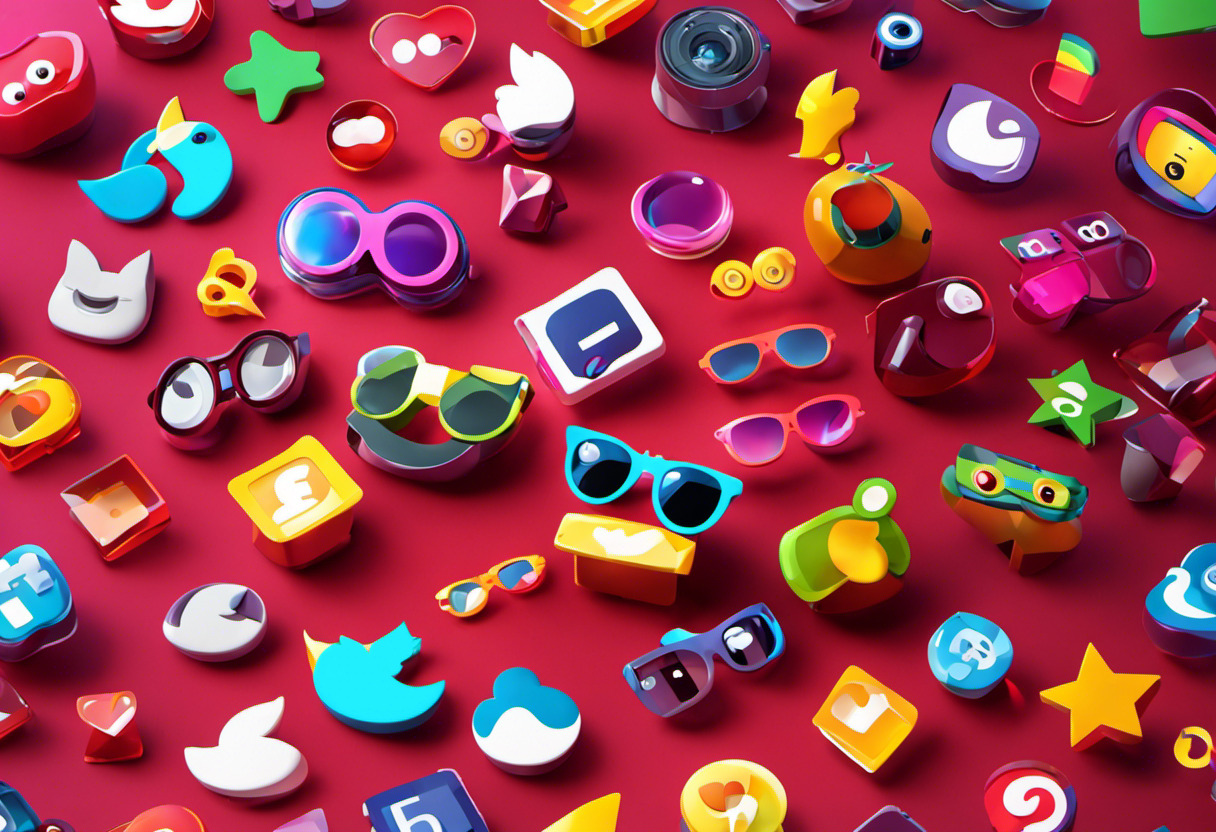 Vibrant social media icons representing different platforms floating around Cartoon Network 'Garnet Glasses' AR effect