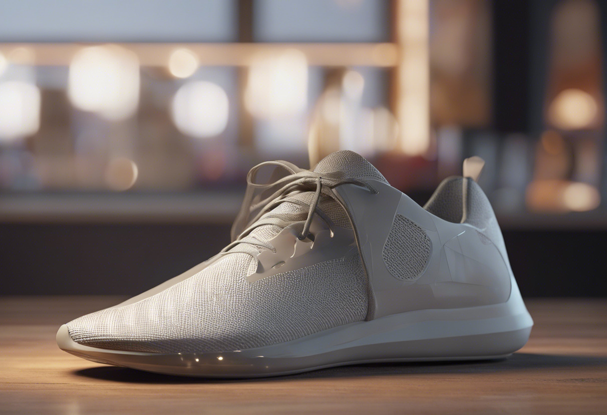 A designer creating a digital shoe model using Modo