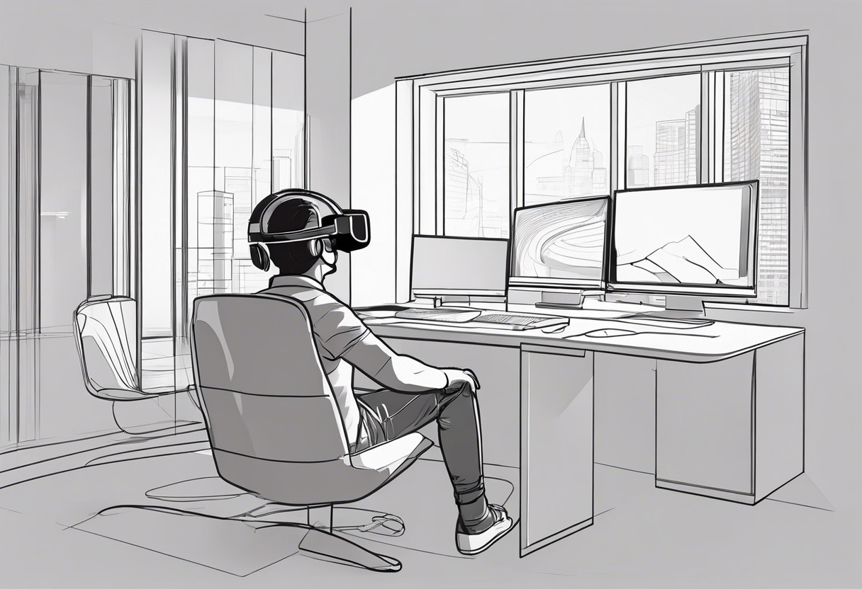 A developer fully engrossed in developing VR content with Oculus