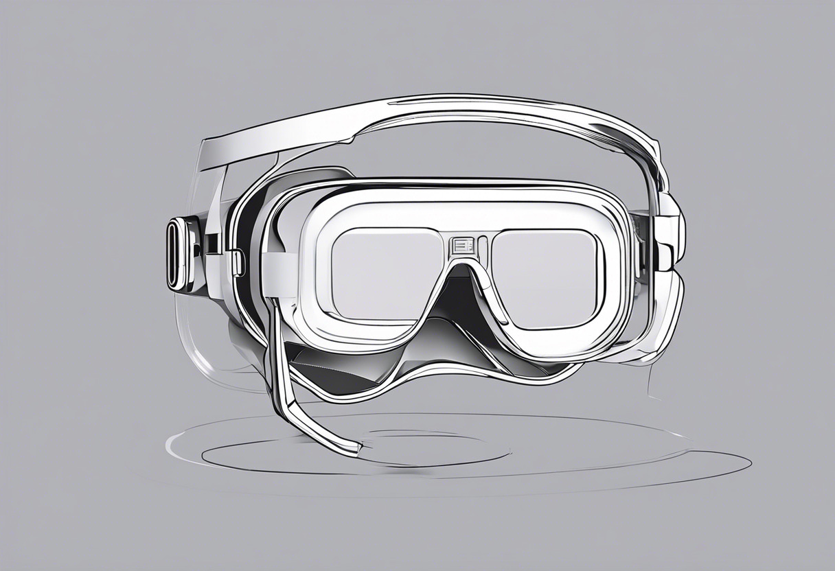 A tech visionary, a pair of trendy glasses reflecting a vision of the future augmented by a Quest VR headset.
