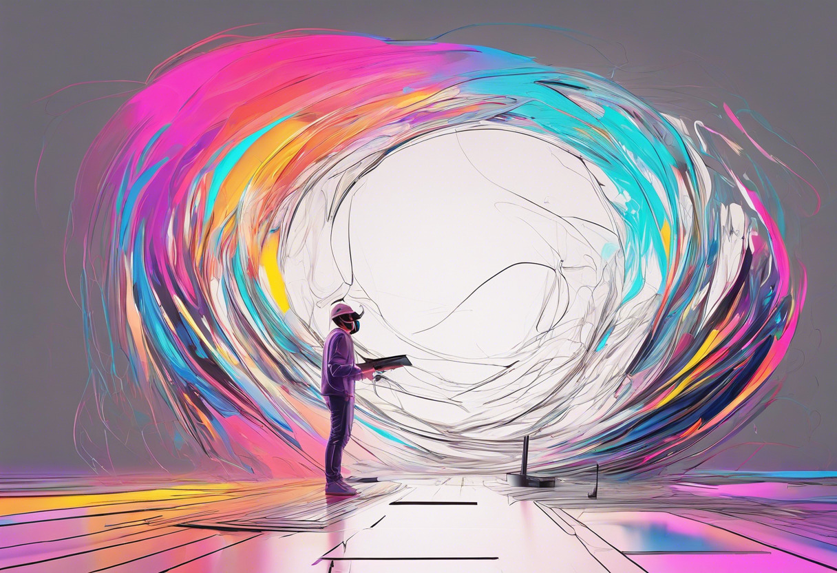 An artist in VR painting the void with vivid colors in Tilt Brush