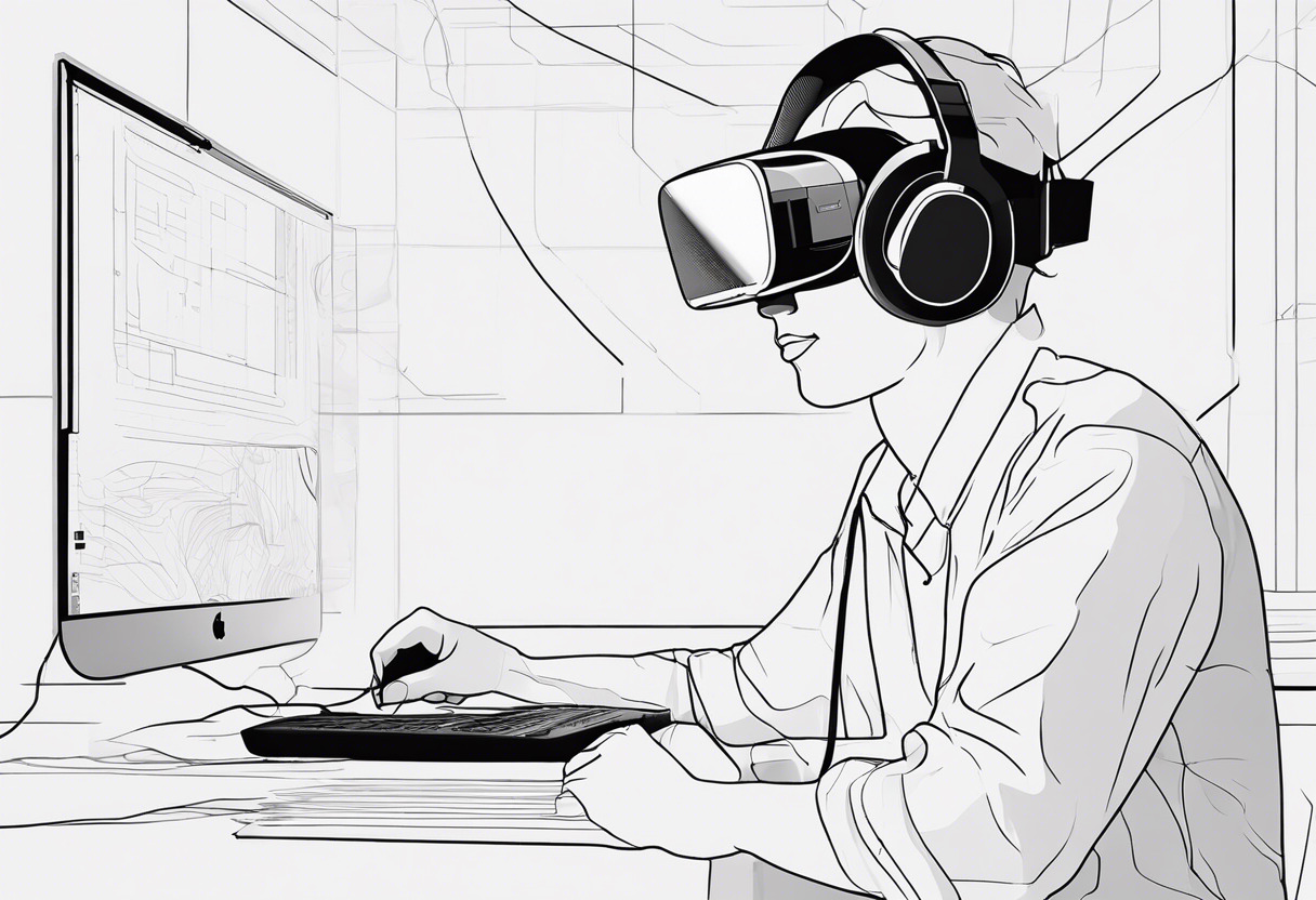 An immersed professional creator using HP Reverb G2 VR headset