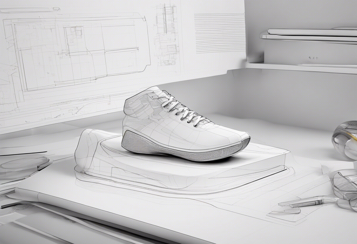 An industrial designer creating a 3D model of a shoe using Modo