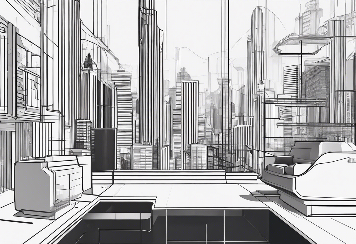 AR/VR game developer designing an immersive game set in a futuristic cityscape