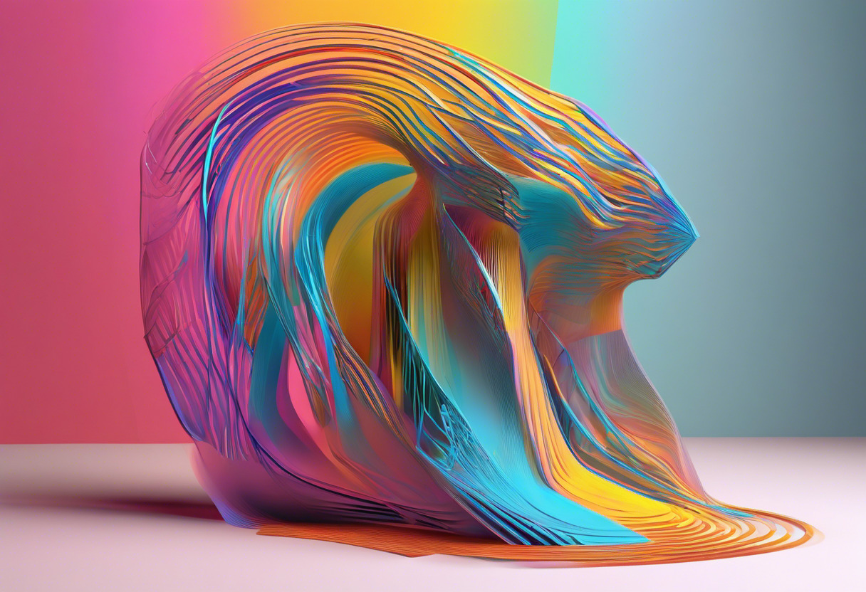 Colorful 3D graphic rendered in a web browser using Three.js, harnessing the power of WebGL