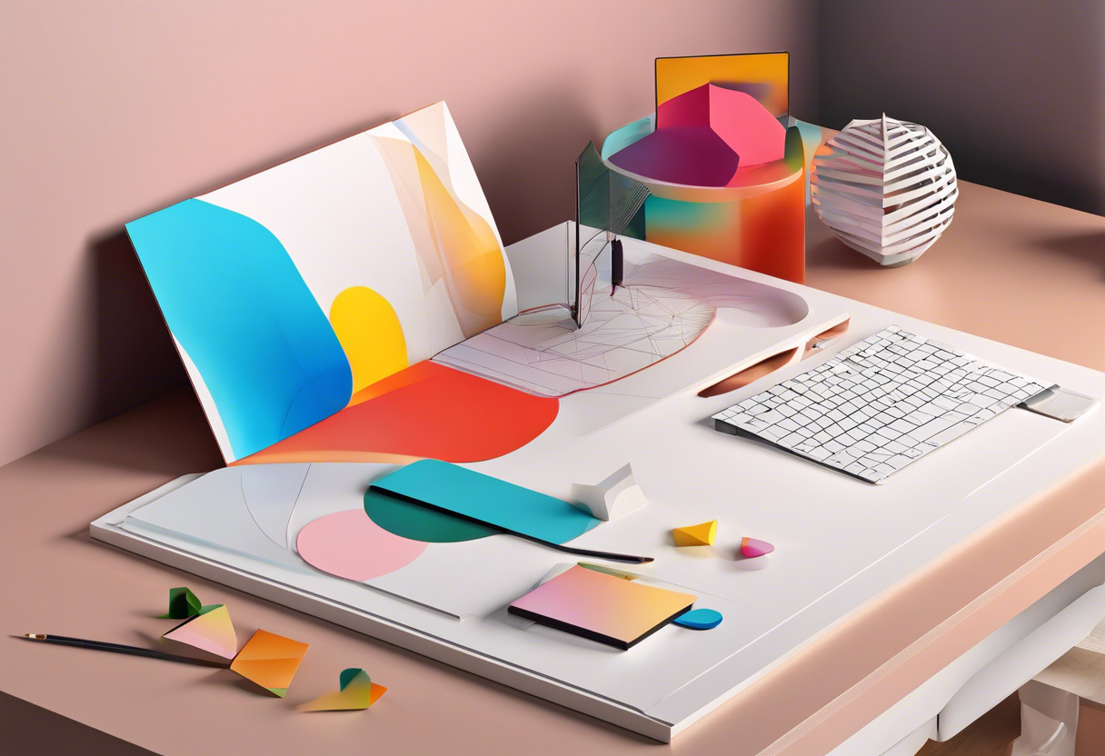 Colorful 3D models displayed on a designer's desktop, processed on Recap Pro