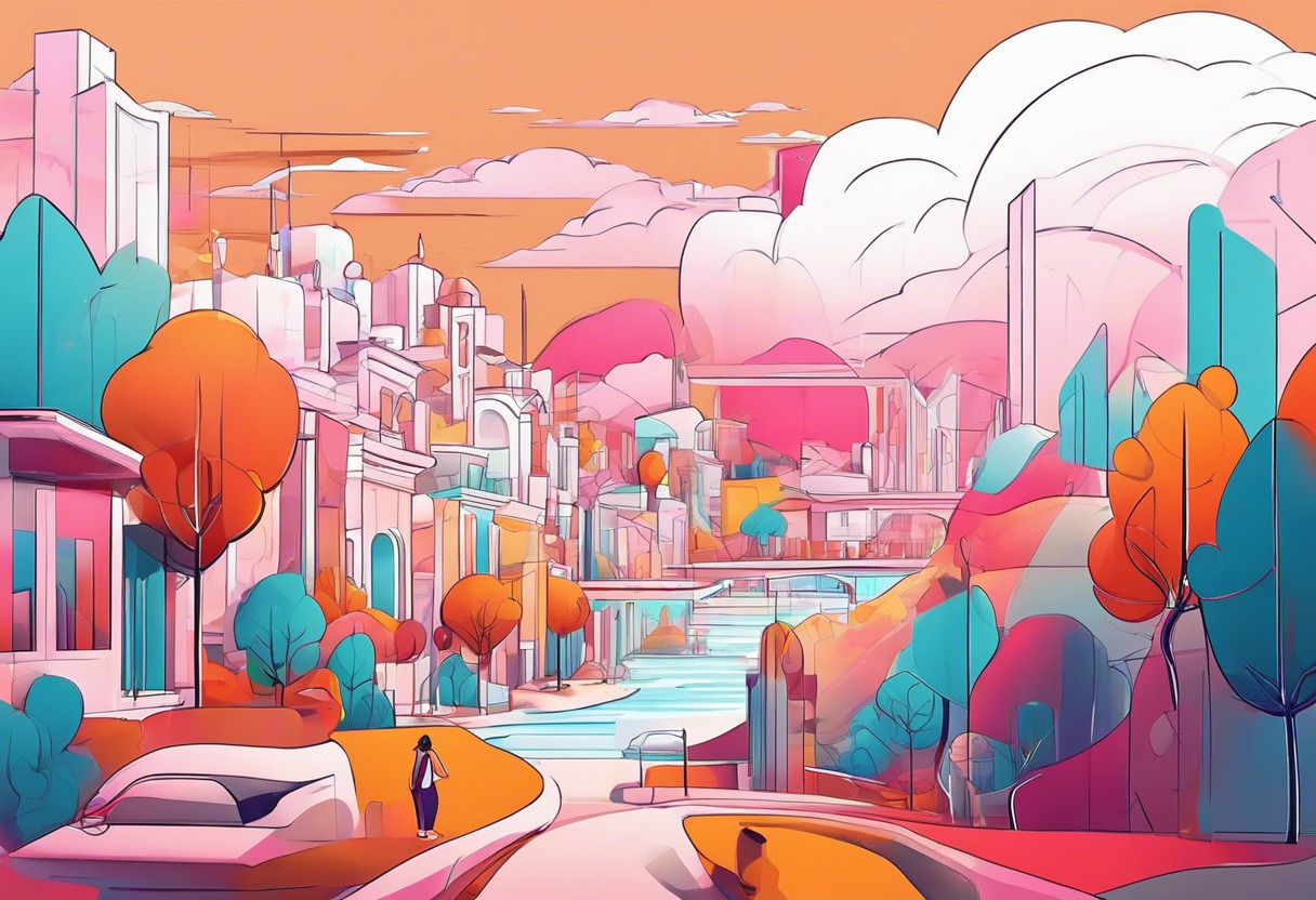 Colorful animator painstakingly creating characters in Imaginary landscapes leveraging Cinema 4D