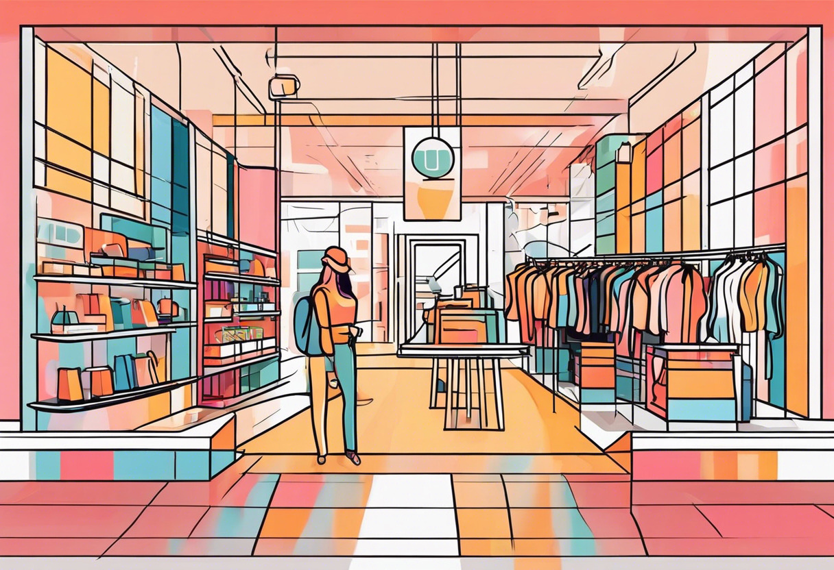 Colorful AR content depicting a retail shopping experience