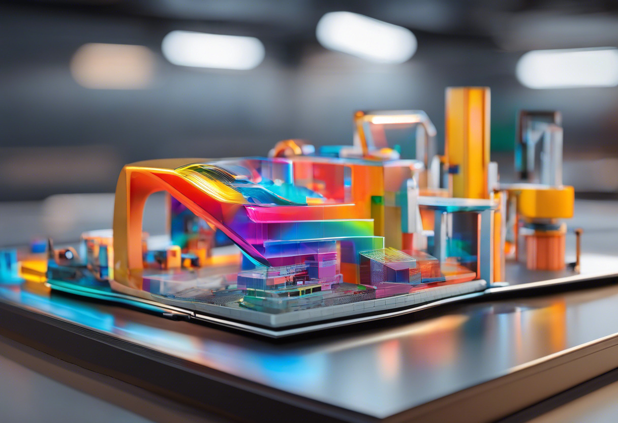 Colorful AR models on UniteAR platform in a tech lab