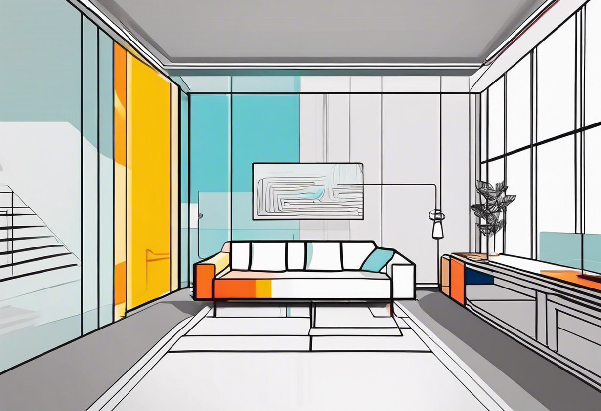 Colorful avatar situated within a self-created virtual room