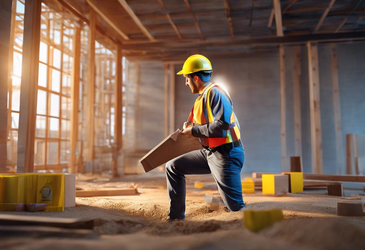 Colorful depiction of a builder using Cupix on a construction site