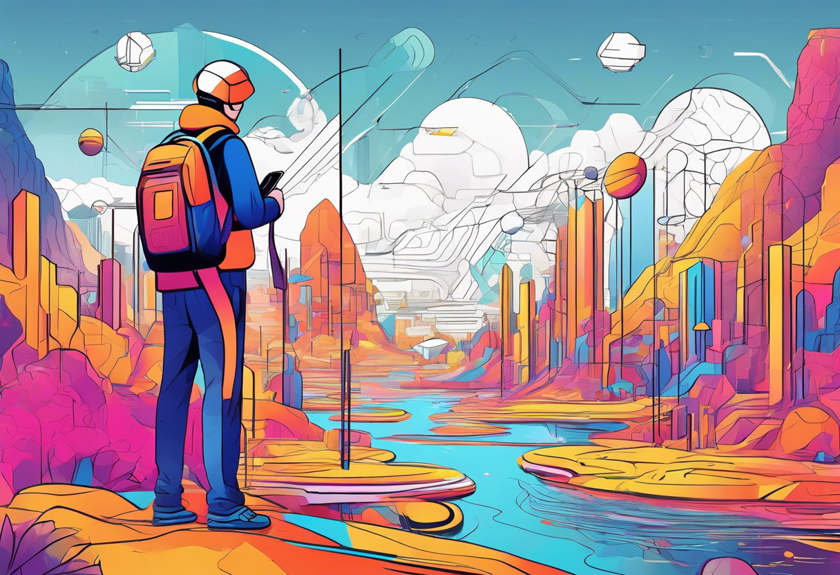 Colorful depiction of a Decentraland user exploring the vibrant virtual world