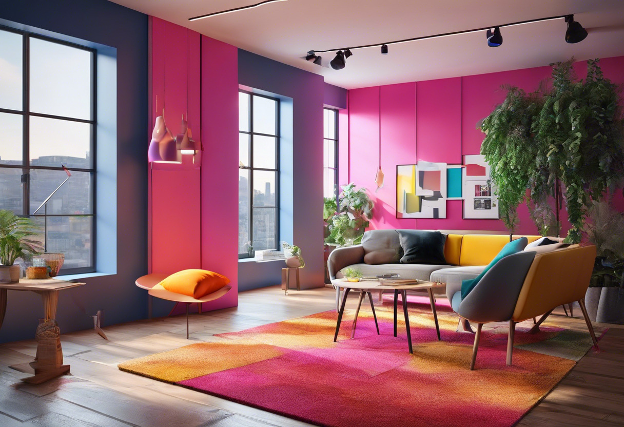 Colorful developer utilizing EasyAR tech in a vibrant workspace