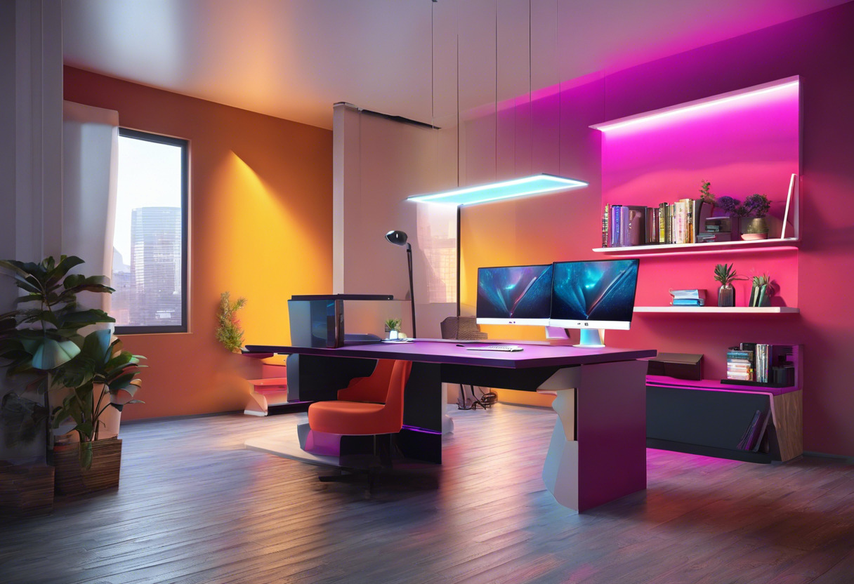 Colorful developer utilizing Onirix Studio in a tech firm