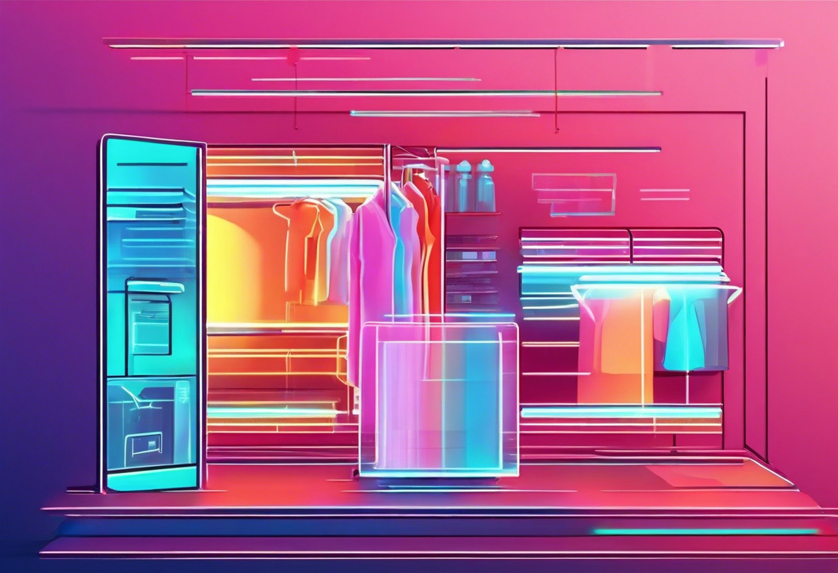 Colorful digital hologram of a product in a retail store