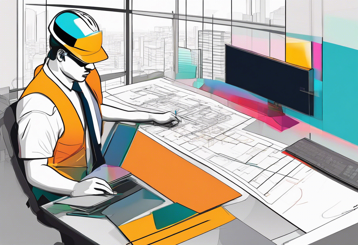 Colorful engineer drafting 2D designs using AutoCAD LT in an architectural firm