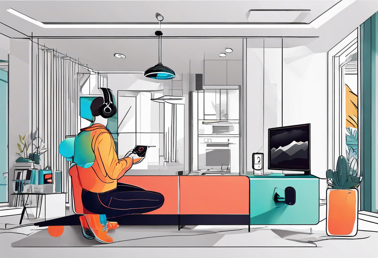 Colorful gamer using the Valve Index in a home setting