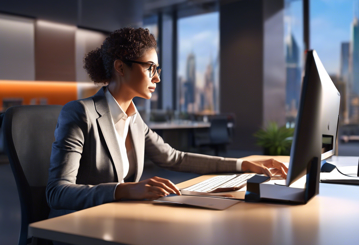 Colorful image of a business professional using a HP Omnicept in a cutting-edge enterprise setting