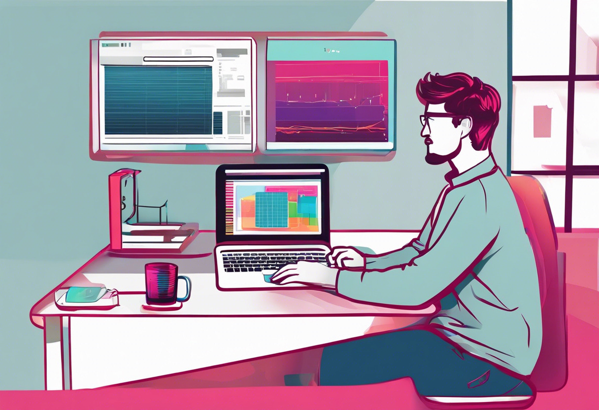 Colorful image of a developer using Raylib on multiple platforms, with a Raspberry Pi on a table