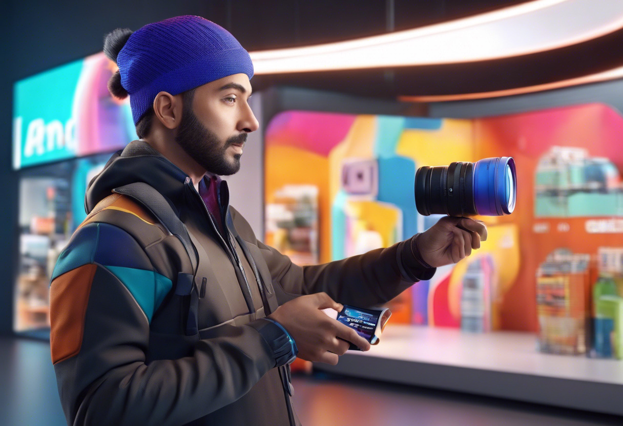 Colorful image of a marketer using Camera IQ to create an AR brand campaign