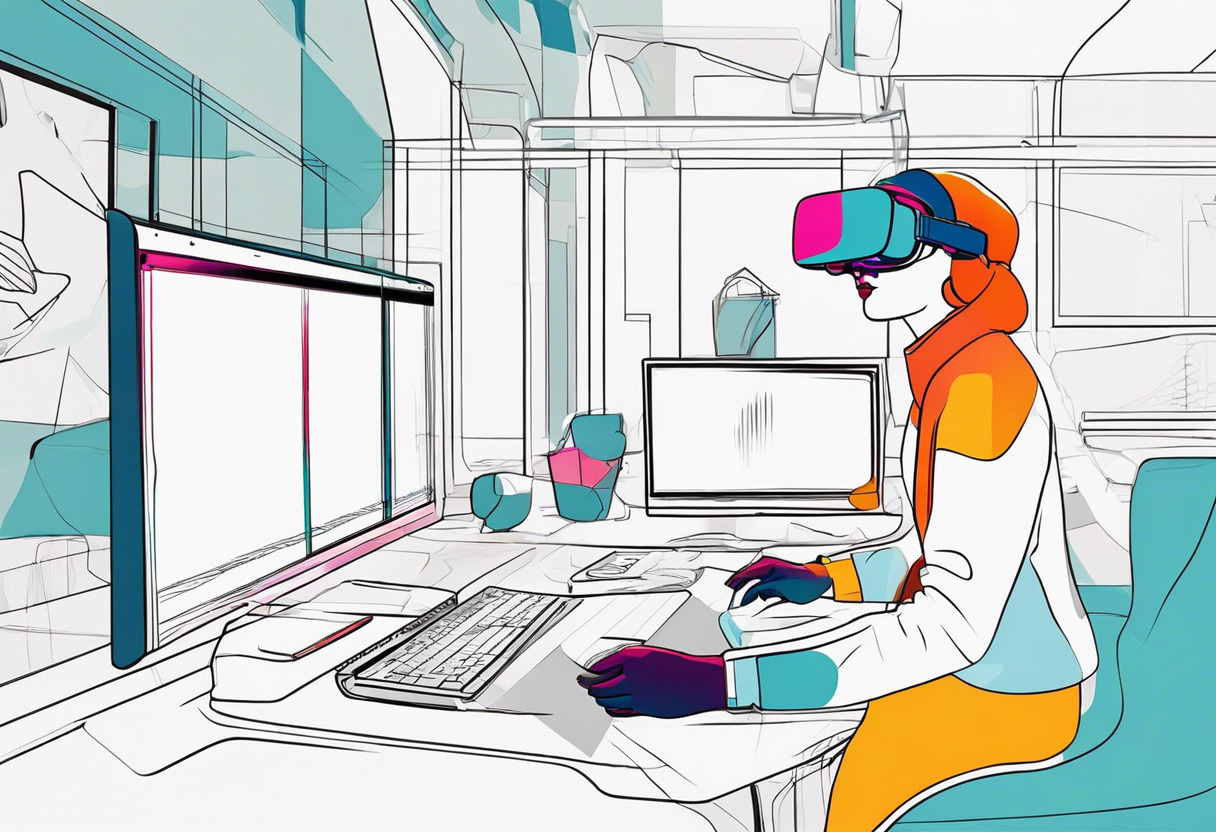 Colorful image of a VR painter immersed in creating an animated masterpiece within a limitless virtual canvas