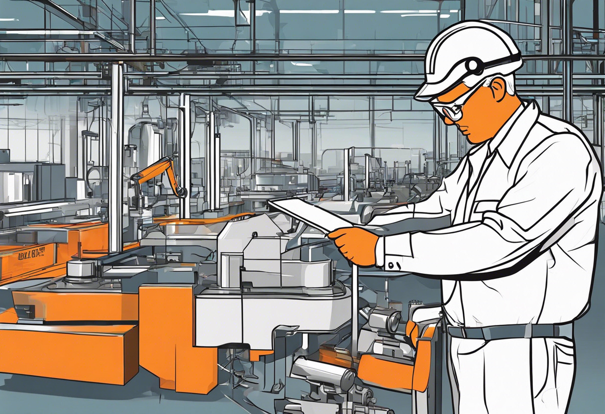 Colorful image of technician using Google Glass in a manufacturing plant