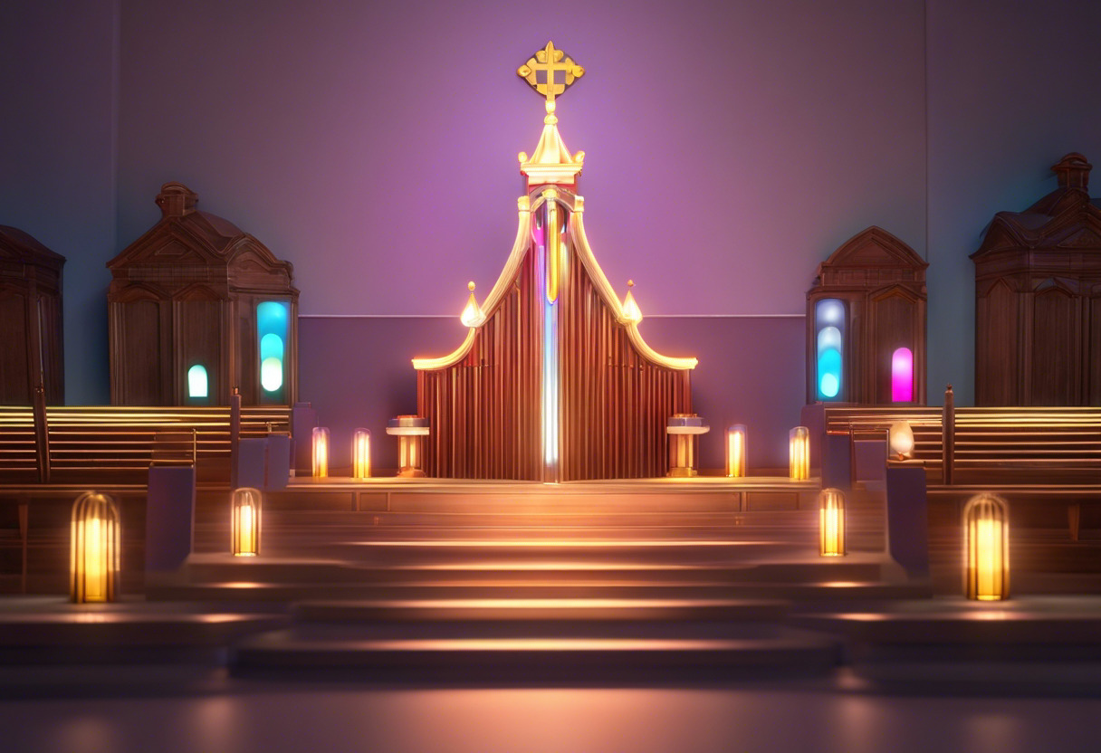 Colorful light icons on a church presentation