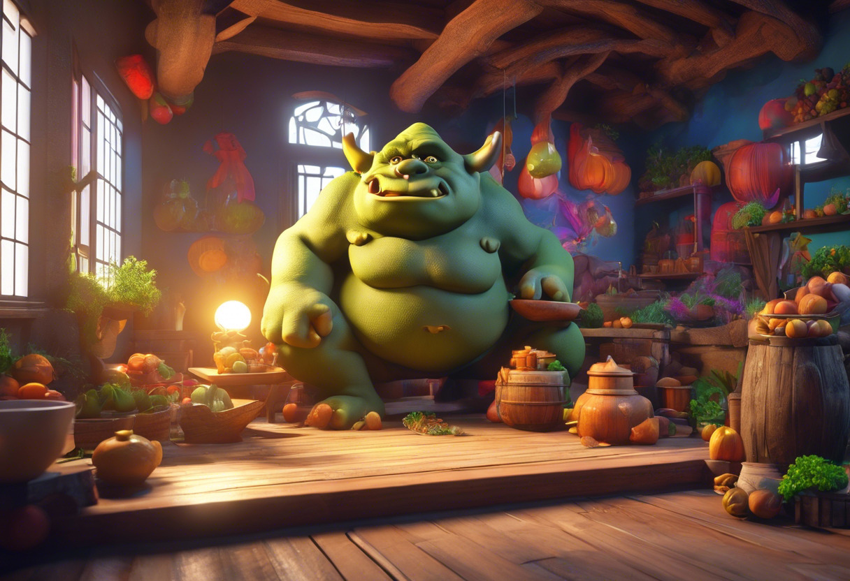 Colorful OGRE scene rendered in a software workspace