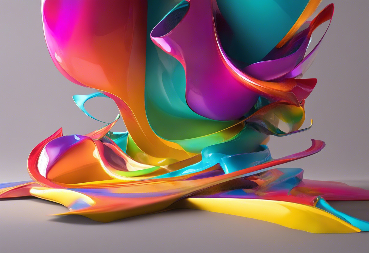 Colorful protrusion of a 3D art piece hovering within the WebXR platform