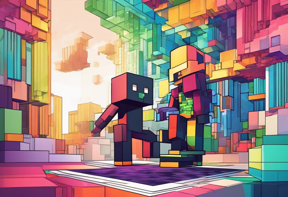 Colorful representation of a Minecraft user utilizing OptiFine mod to improvise game aesthetics