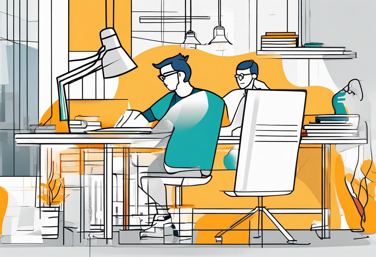 Colorful scene of an application developer using EasyAR tailored platform at a modern workspace