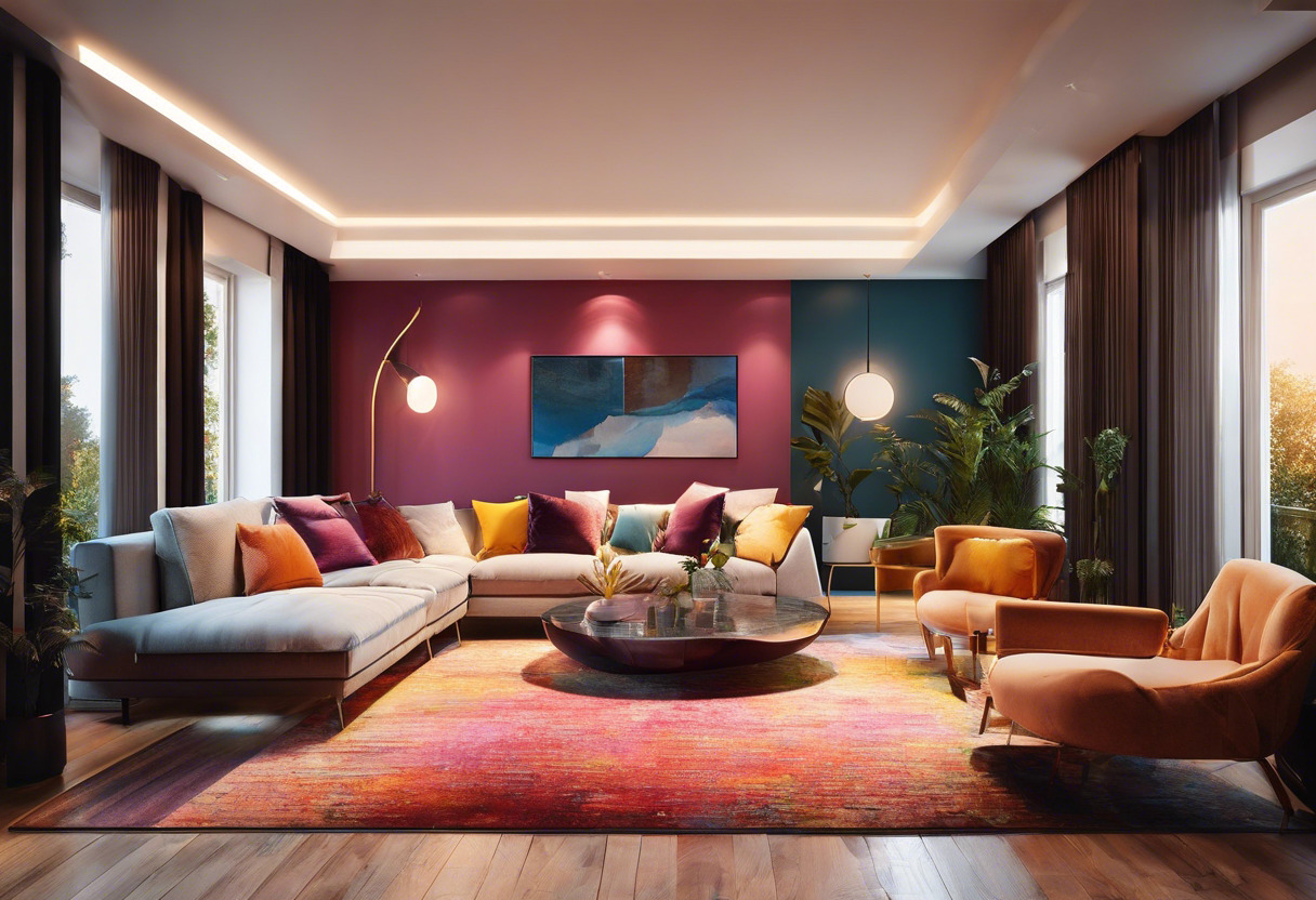 Colorful virtual tour of a stylish apartment