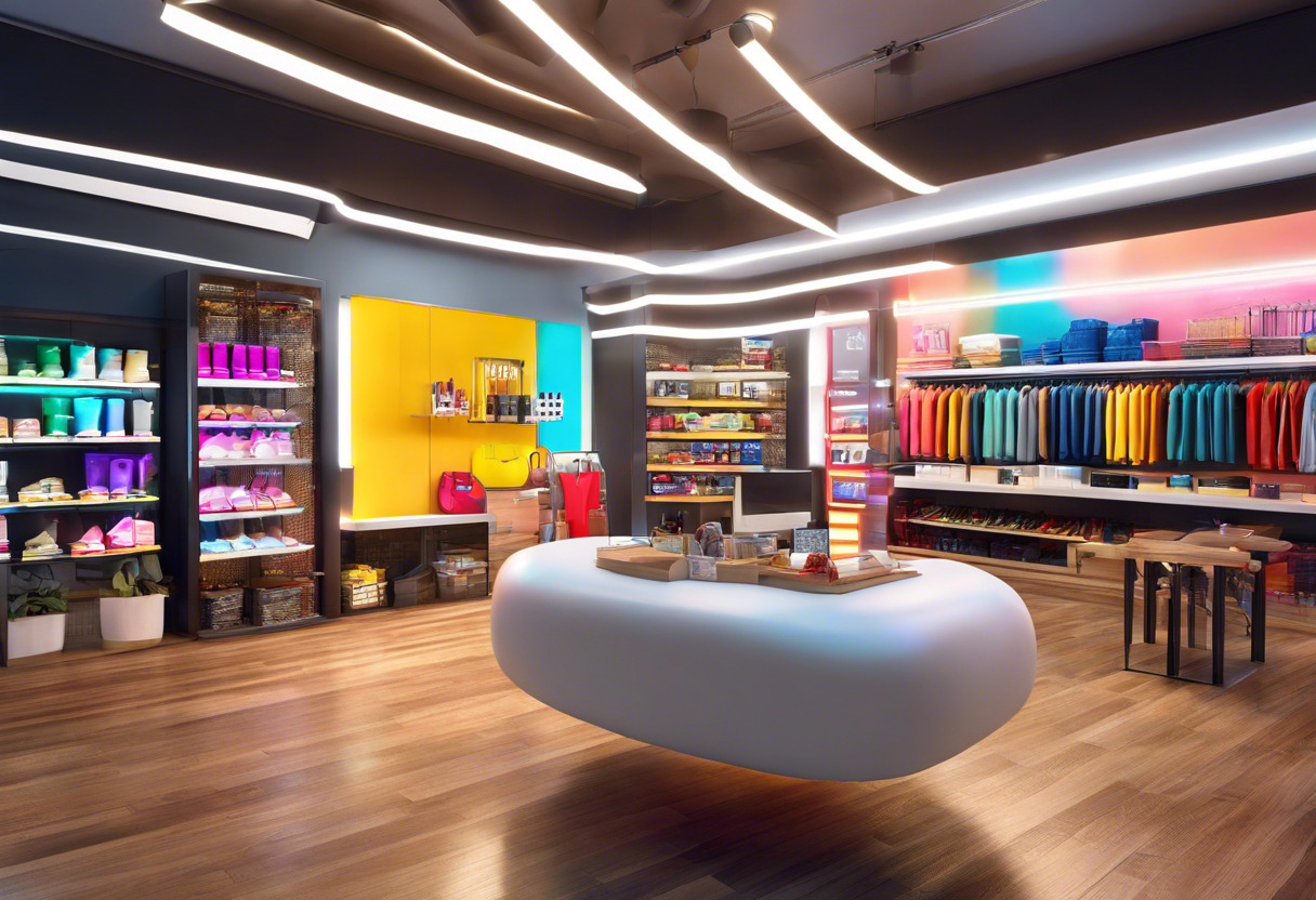 Colorful visual of users utilizing Zappar for augmented reality in a retail environment