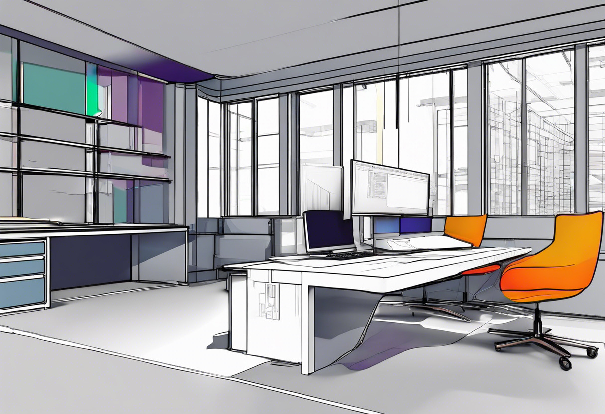 Colorful visualization of three-dimensional model on FreeCAD software in an engineering workspace