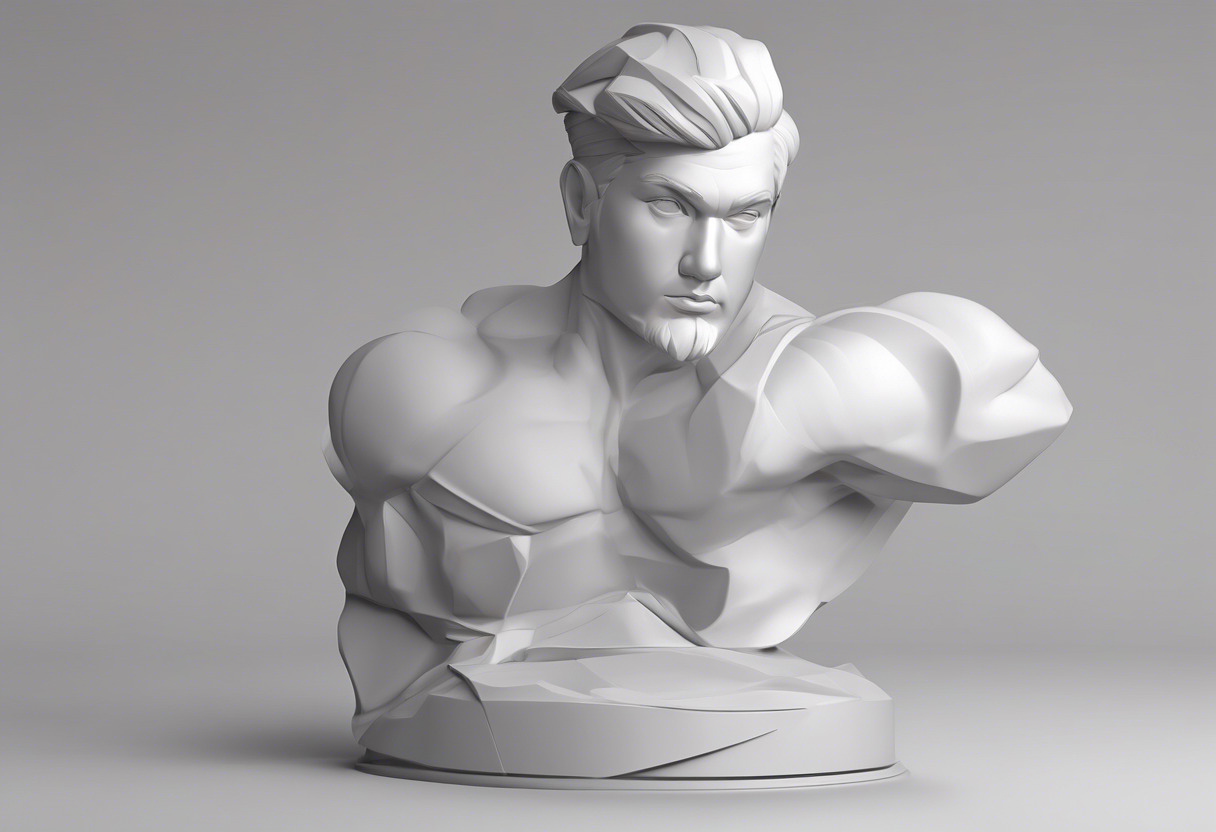 Digital sculptor sculpting a 3D character in ZBrush