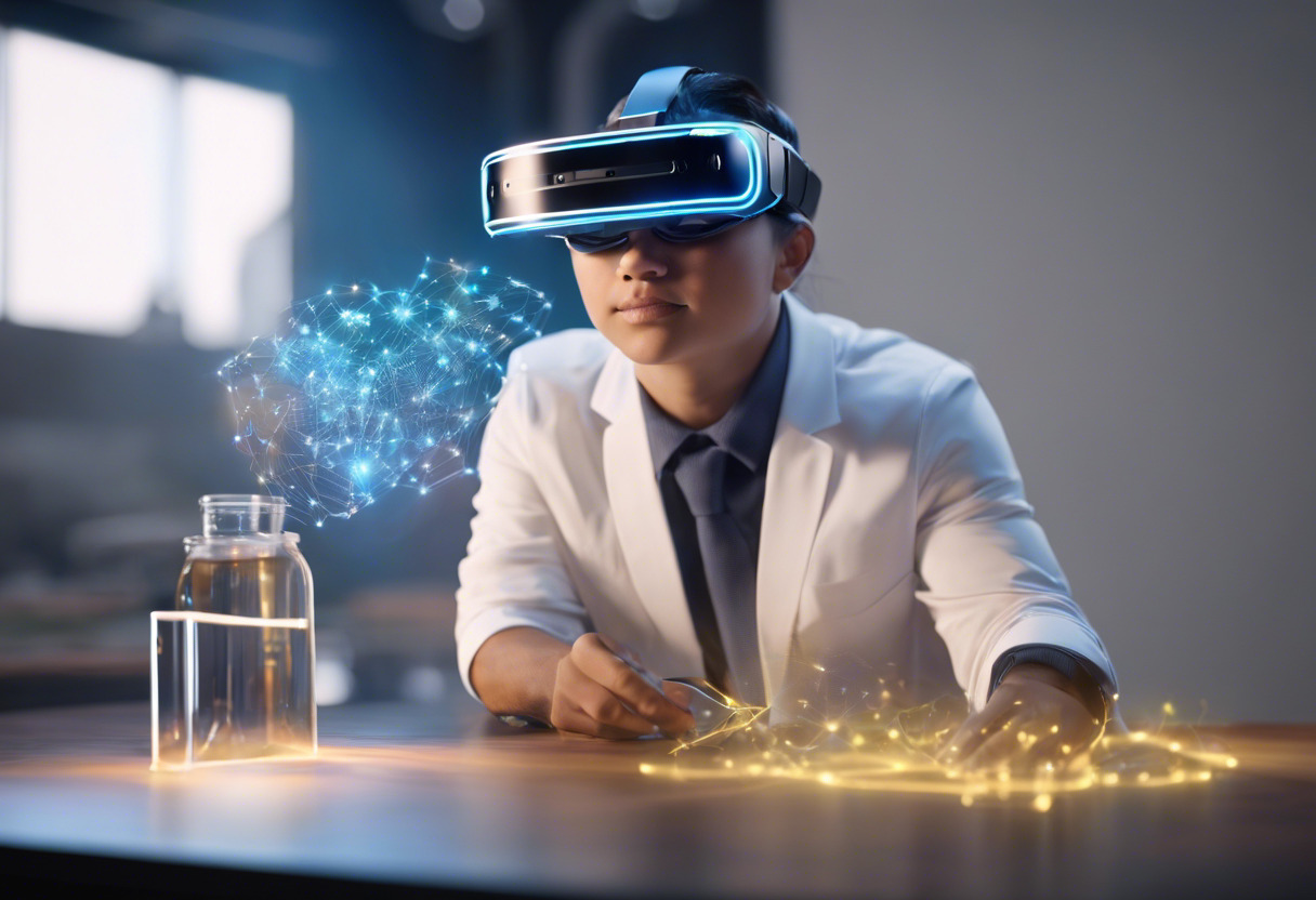 Educator using HoloLens for science education