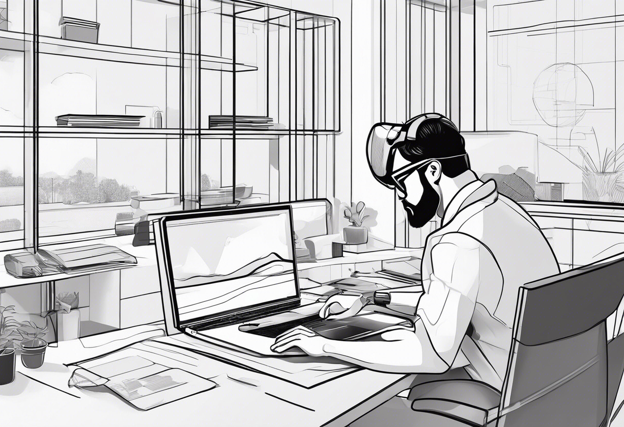 focused developer engrossed in building a mixed-reality experience
