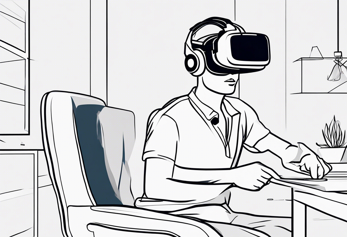 Focused developer testing a VR game using HTC Vive Pro