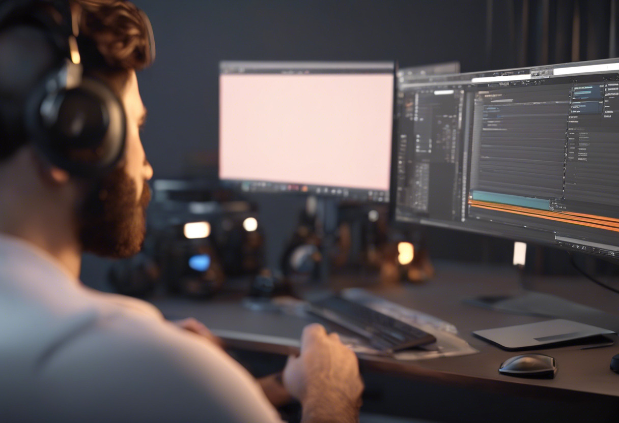 focused video editor refining a short film clip using Blender