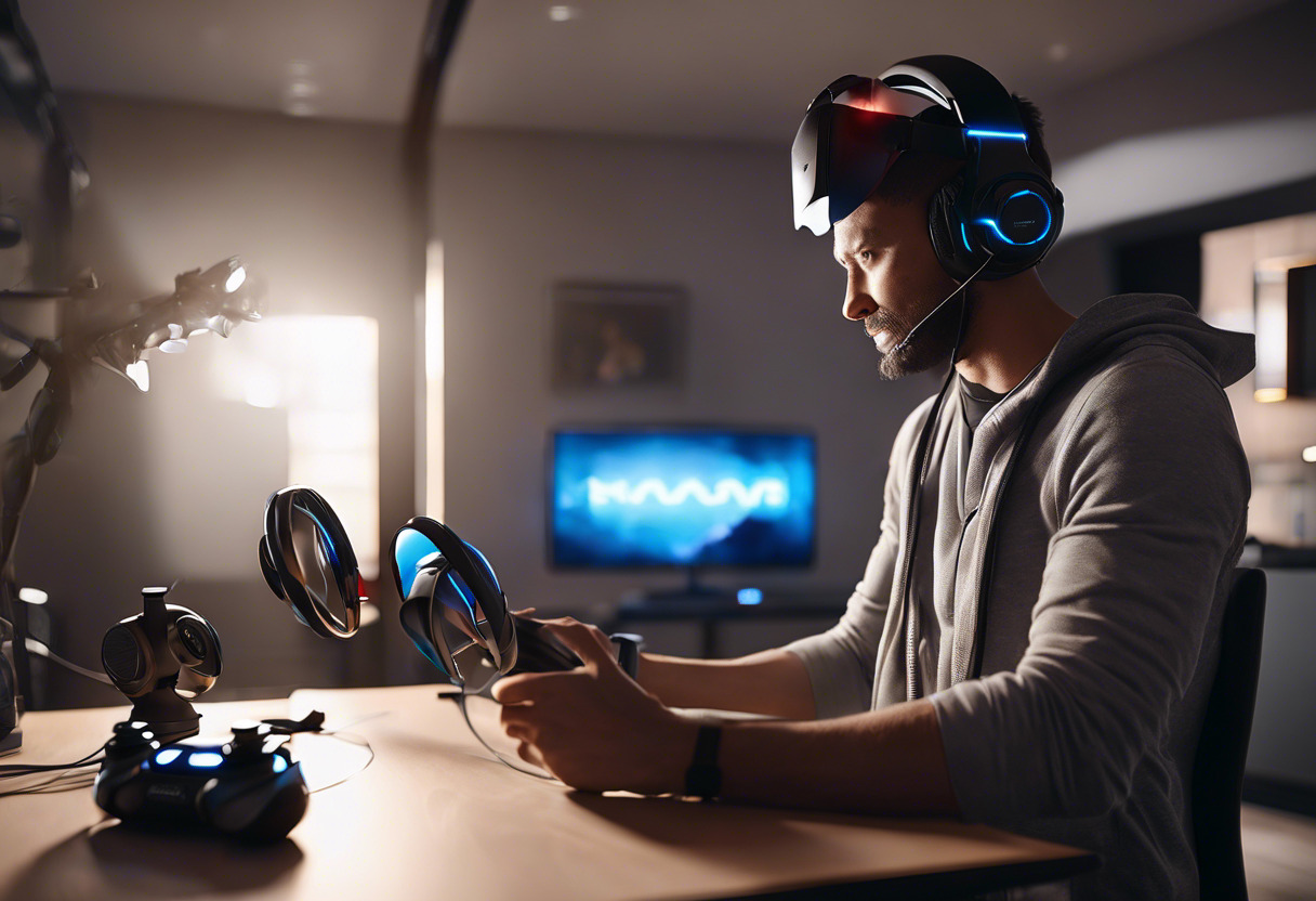 Game enthusiast playing with Valve Index in a well-lit room